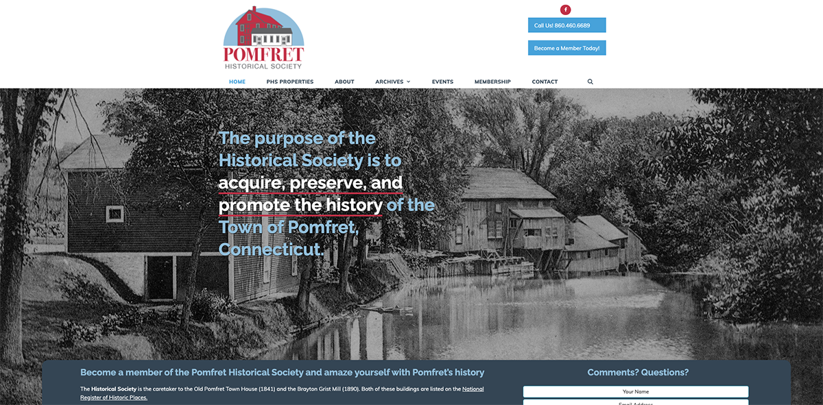 Pomfret Historical Society Website